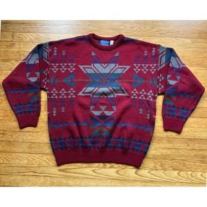 90s Vintage Pendleton Wool Sweater Southwestern Aztec Western Wear Men's Size XL